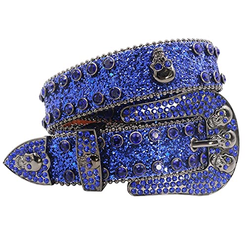 Ceinture strass luxe avec boucle cristal style cowboy chic en cuir clouté diamant