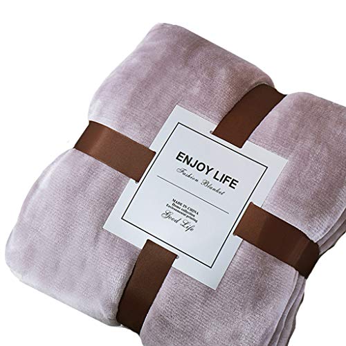 Warm Sofa Blanket, Winter Thickened Flannel Faux Fleece Microfiber Plain Solid Color Throw Blanket