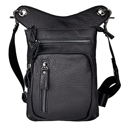 Bolsa de cintura de couro para homens e mulheres, cinto Bumbag multiuso para motocicleta, esportes ao ar livre, ciclismo tático, equitação, caminhadas, acampamento, #12 preto, 17cm(W)x5cm(D)x21cm(H)(6.69'x1.9'x8.2') approx;
