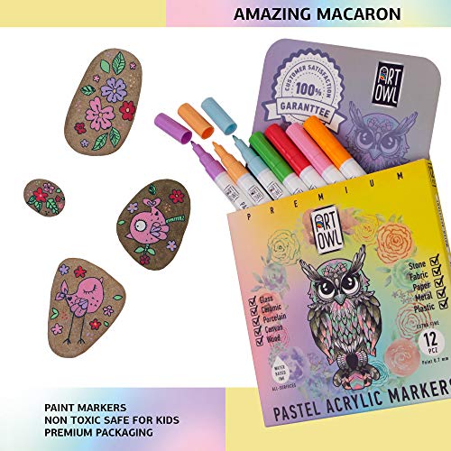 Art Owl Acrylic Pastel Paint Marker Pens, Ultra Fine Point 0.7mm