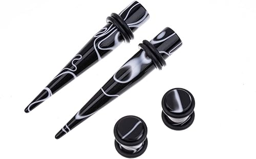 Miniatura 3 de Juego de 50 piezas de estiramiento de oreja 14 calibres 00 pendientes de mármol acrílico cónico piercing conjuntos de joyería