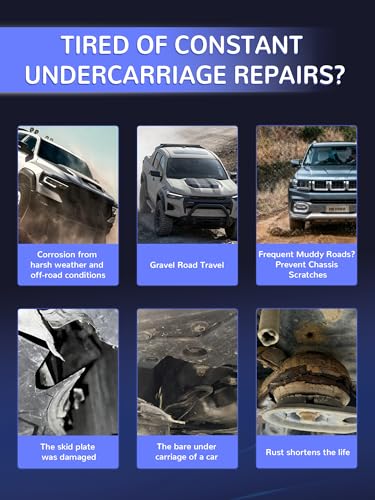 Image of Upgraded Engine Splash Shield for 2015-2024 F150 with Gasoline Engine | Heavy Duty Black Skid Plate Under Cover, Anti-Sagging Oil Pan & Transmission Protection, with Hardware Replaces# ML3Z-7222-D