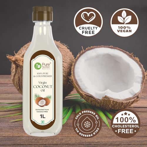 Image of Pure Nutrition Cold-Pressed Virgin Coconut Oil - 1L | 100% Natural & Pure | Ideal for Cooking, Baby Massage, Hair & Skin Care | Supports Hair Growth & Skin Hydration