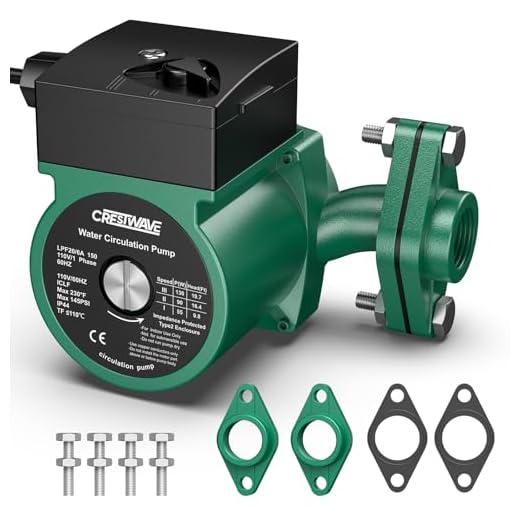 CrestWave 130W Hot Water Recirculating Pump with 1" FNPT Flanges & Kit