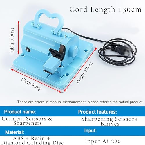 Afilador de Tijeras eléctrico, máquina afiladora de Cuchillos de 4500 RPM con Rueda de Diamante, Ideal para Tijeras de Sastre y Tijeras de Tela, Ropa y Cocina. (Blue)