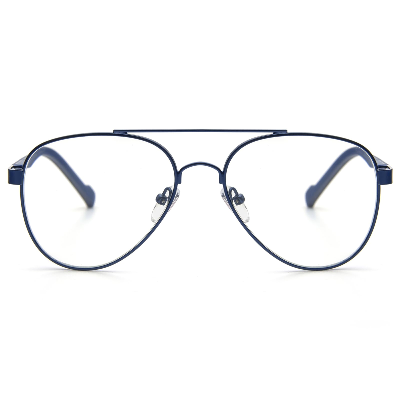 KoKoBin Gafas de lectura vintage con marco de metal, diseño de aviador, montura de sapo, antiazul, luz azul, para mujer y hombre, gafas de lectura