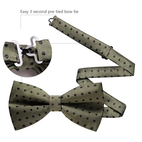 Image of YOHOWA Mens Bow Tie Set Paisley Pre-tied Bowties Adjustable with Handkerchief Cufflinks Gold Ring Set Wedding Prom Party