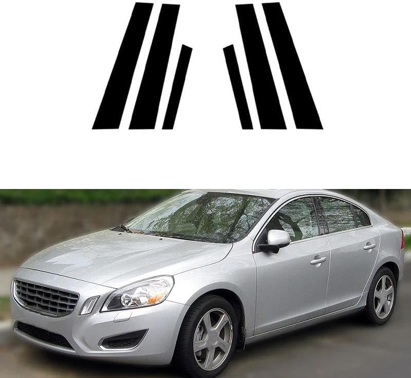車用グロスブラックドアウィンドウピラーポストモールディングカバートリム に適合する ボルボ S60 2011 2012 2013 2