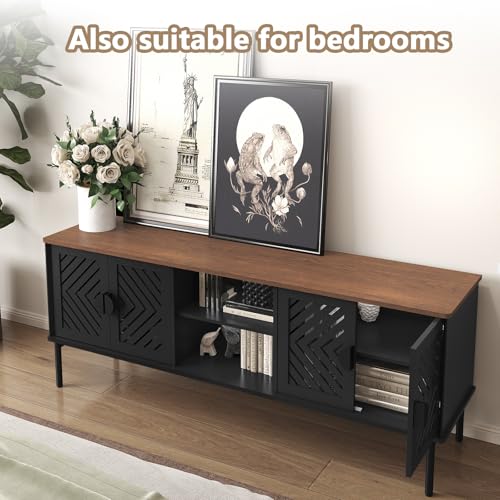 Image of ARTPOWER 63 inch Modern TV Stands,Entertainment Center with Storage,Black