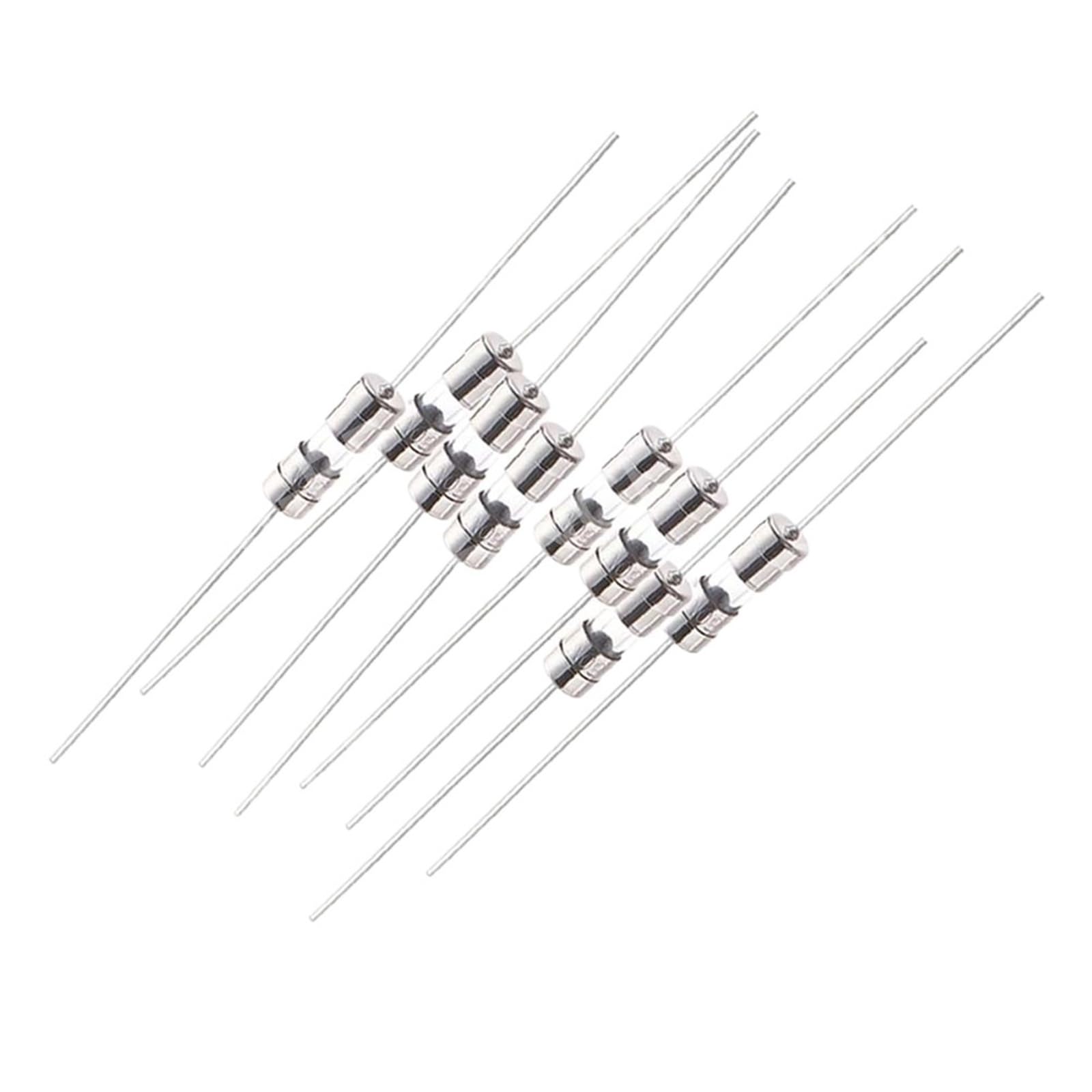 100 PZ 3.6x10mm Fusibile In Vetro Con Conduttori Tubo Piombo Assiale for Protezione Elettronica Del Circuito .15A 6.3A 10A AMP(Slow-T,10A)