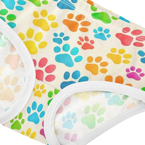 Cotton Toddler Girls Underwear Colorful Dog Paw Prints Beige Panties for Girl Stylish Underpants Briefs 2t4