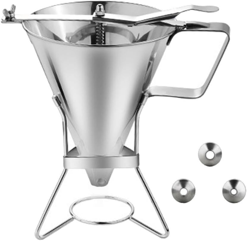 Batter Dispenser Batter Funnel Kitchen Tool Stainless Steel Confectionery Funnel Accessories for Takoyaki Muffins, 1800ml 3 spout
