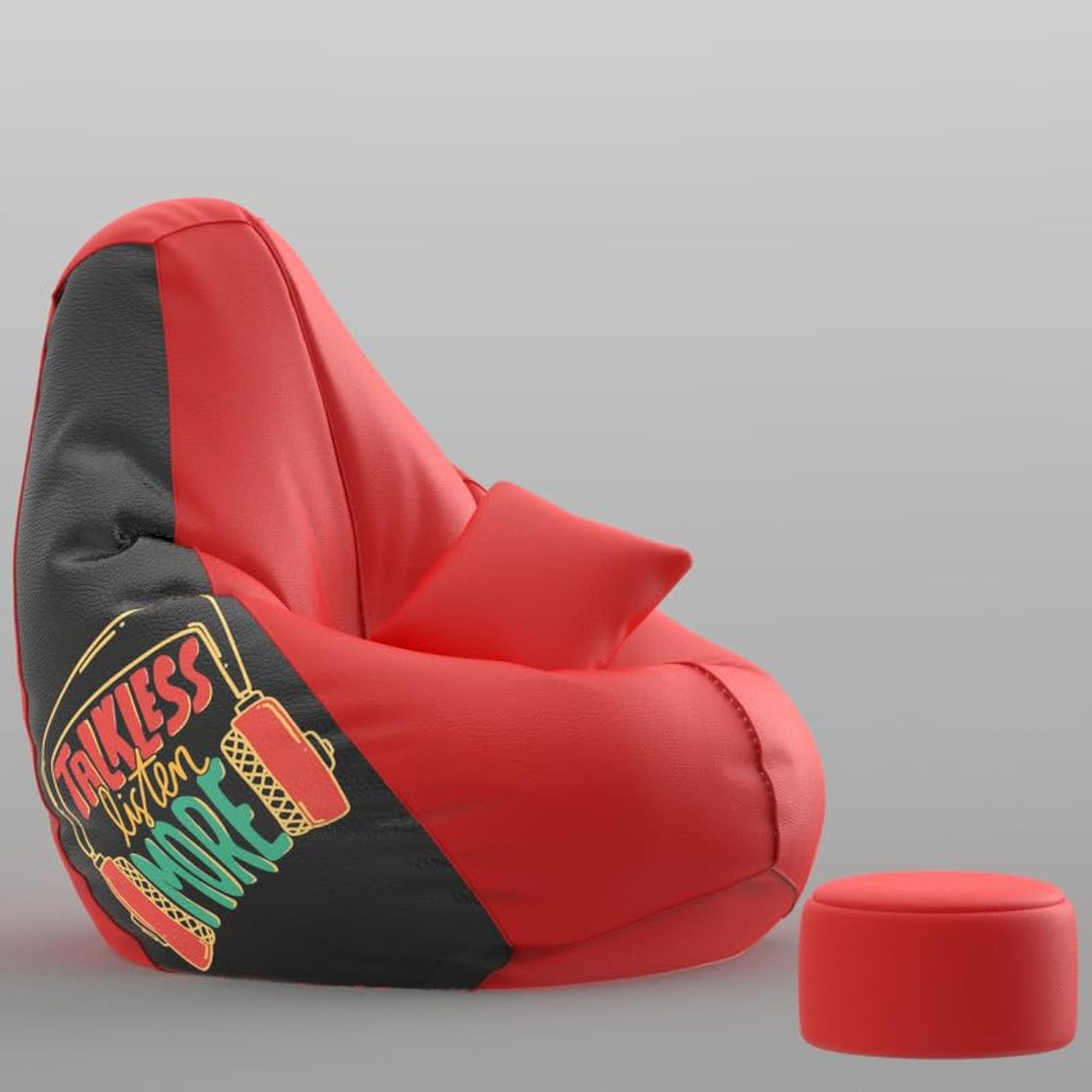 4XL VibeBoost Premium Bean Bag with Cushion & Footrest, Quirky Quotes