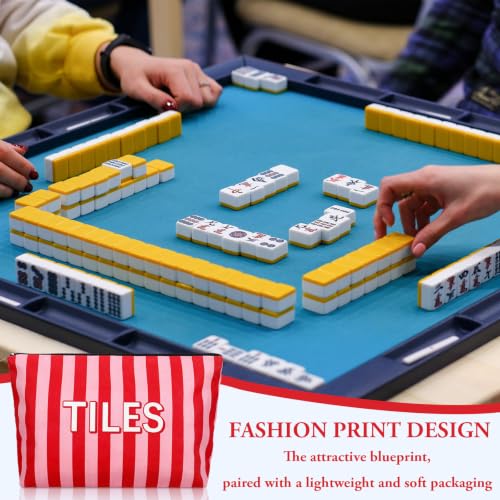 Bolsa vacía para fichas Mahjong con cremallera roja y rosa miniatura 7