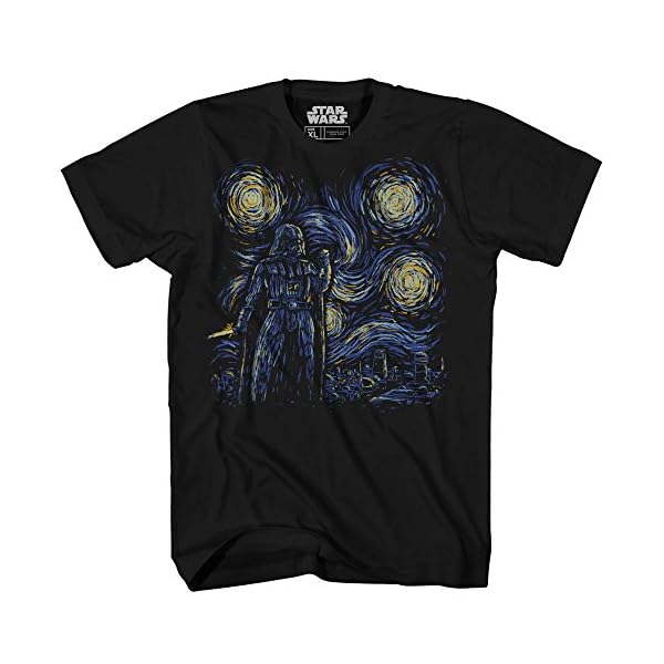Starry Night Darth Vader Van Gogh Adult Men's Graphic Tee Apparel T-Shirt Black
