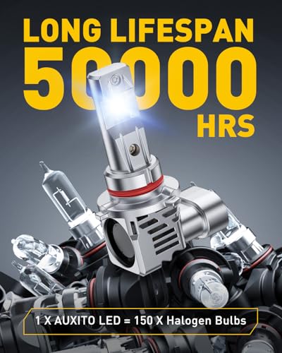 Image of AUXITO 9005 9006 LED HeadIight Bulbs HB3 HB4 Light 1500% Ultra-Bright, 6500K Cool White, Plug N Play, 50000Hrs Long Lifespan, No Flicker, 99% Compatibility, Pack of 2