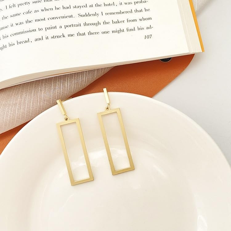 Gold/Silver/Black Fashion Prom Jewelry Rectangle Geometric Drop Dangle Earrings for Women - Image 7