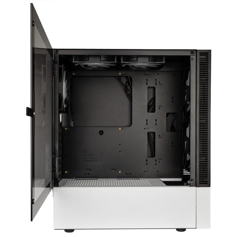 Kolink Observatory MX Mesh obudowa PC, Kolink Umbra wentylator ARGB, solidna stalowa obudowa PSU, przednia płyta siatkowa, stal SPCC, Midi Tower, czarna i biała