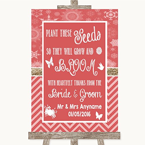 Red Winter Plant Seeds Favours Personalized Wedding Sign