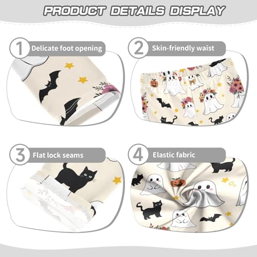 Cute Ghost Flower Stars Girls Leggings Soft Stretch Workout Yoga Dance Pants for Kids Casual Tights3