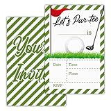 Rnyjj Golf Birthday Invitations With Envelopes (20 Count), Let'S Par-Tee Golf Birthday Party Fill In Invites Cards, Double Sided Design
