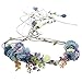 Produktbild AWAYTR Boho Braut Blume Girlande Stirnband - Frauen Mädchen Einstellbare Baum Rattan Blatt Floral Haar Kranz Hochzeit Fotografie Dekoration (Blau)