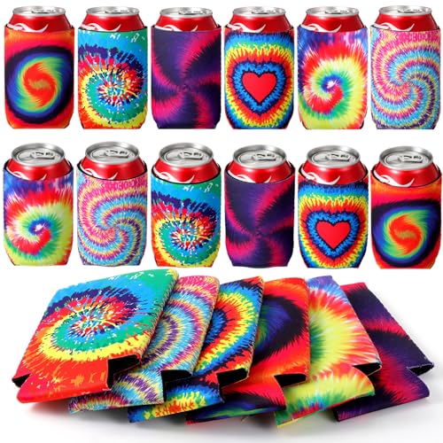 Bokon 18 Pcs Beer Can Cooler Sleeves 12-16 oz Neoprene Collapsible Cooler Can 3 mm Thick Insulated Cooler Sleeves for Soda Beer Can Drinks Holiday Drink Party Decorations Supplies