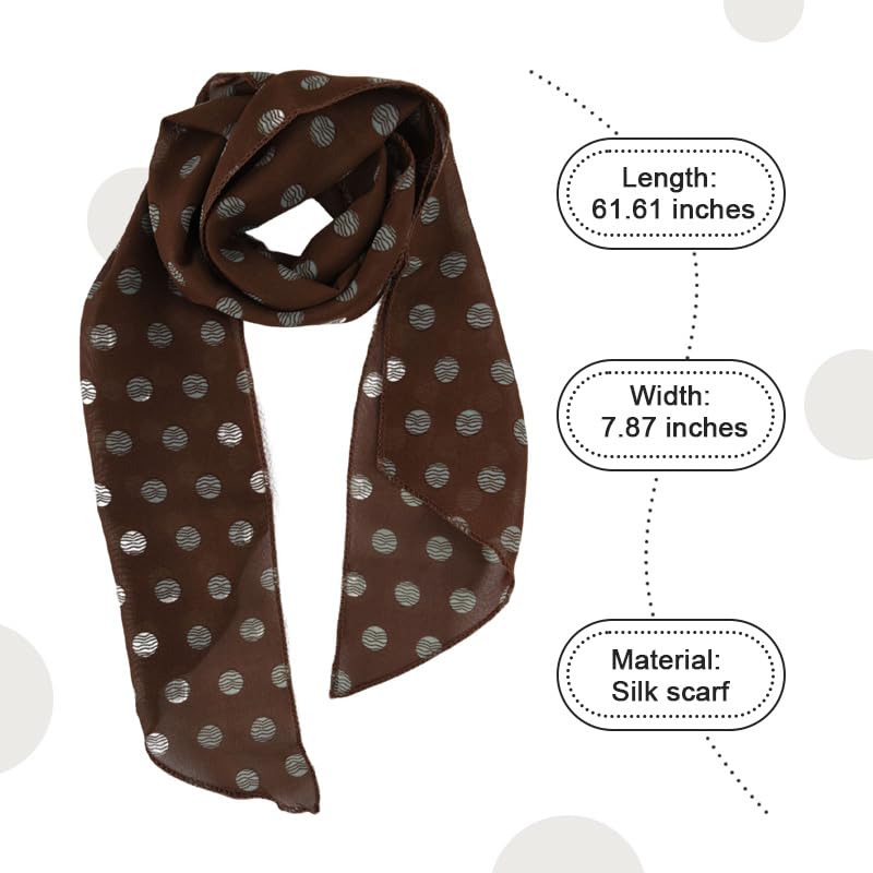 YALLNASL Polka Dot Neck Scarf for Women Girls Retro Silk Neck Scarves 1950s Polka Dots Hair Accessories Vintage Gift Ideas2