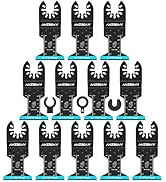 AMZBSAW 12PCS Cr-V-Steel Oscillating Multitool Blades, Professional Multi Tool Blades Kits for Wo...