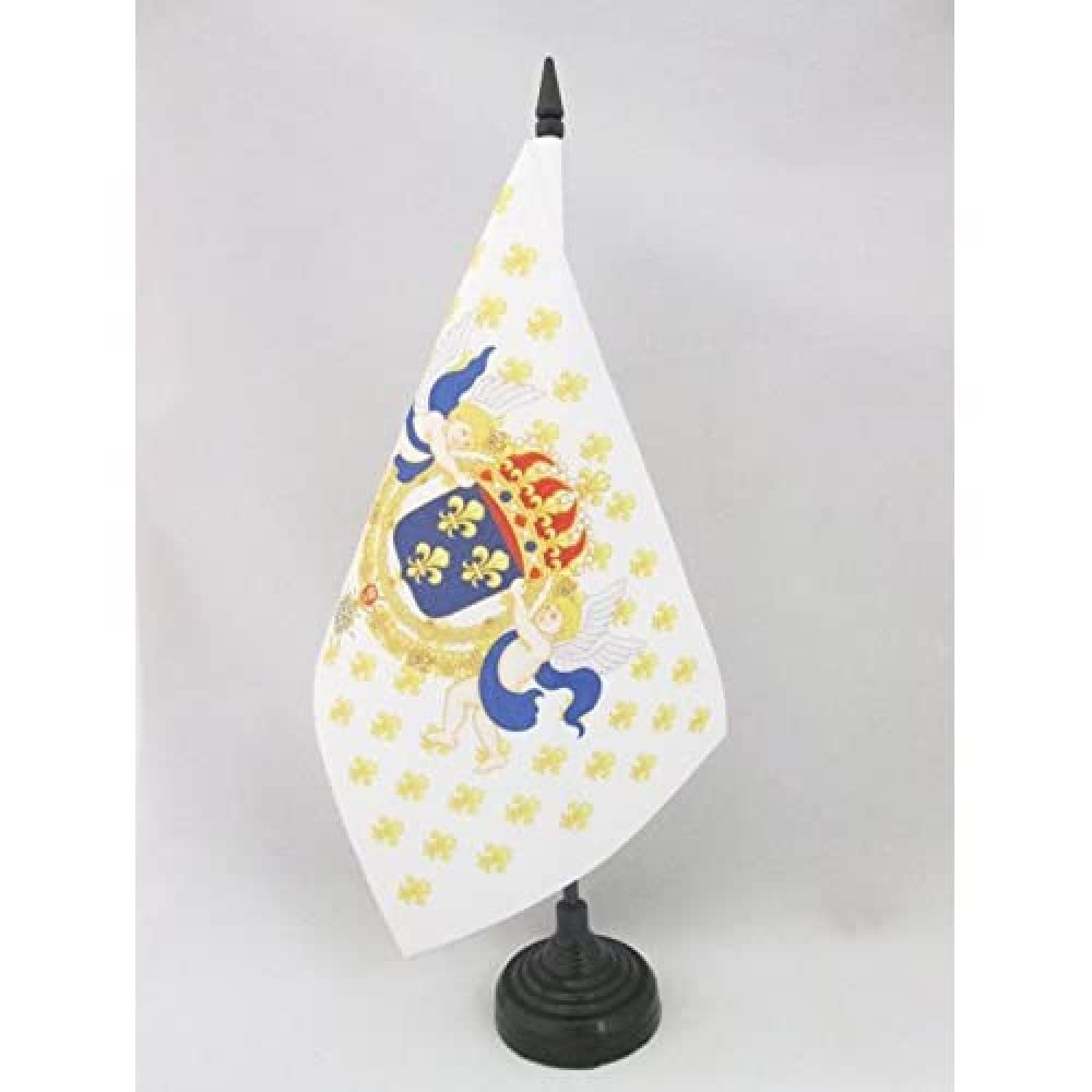 AZ FLAG King of France Fleur-de-lis Table Flag 5'' x 8'', French Kingdom Office Decoration 100% Polyester 21 x 14 cm