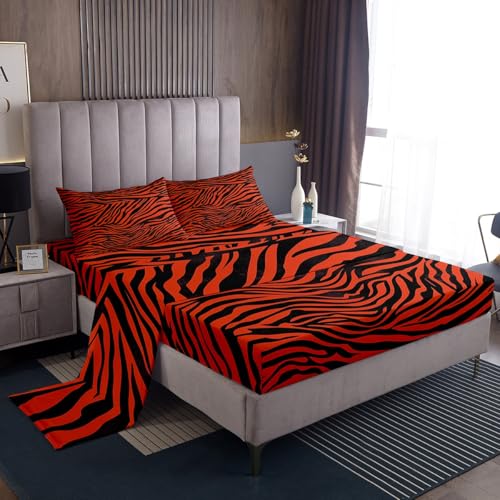 jejeloiu Kids Zebra Fitted Sheet Twin Size Animal Print Bedding Set for Boys Girls Teens Leopard Bed Sheets Set Safari Bedroom Decor Breathable Soft 3Pcs