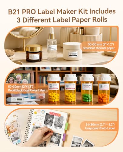 Image of NIIMBOT B21 Pro Label Maker, 300DPI HD Label Printer, Ideal for Photos,Study Graphics, Stores,Notes,Small Business, Comes with 3 Rolls of Labels