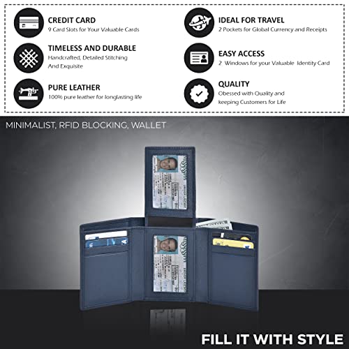 Image of Clifton Heritage RFID Leather Trifold Wallets for Men - Handmade Slim Mens Wallet Credit Card Holder with ID Window