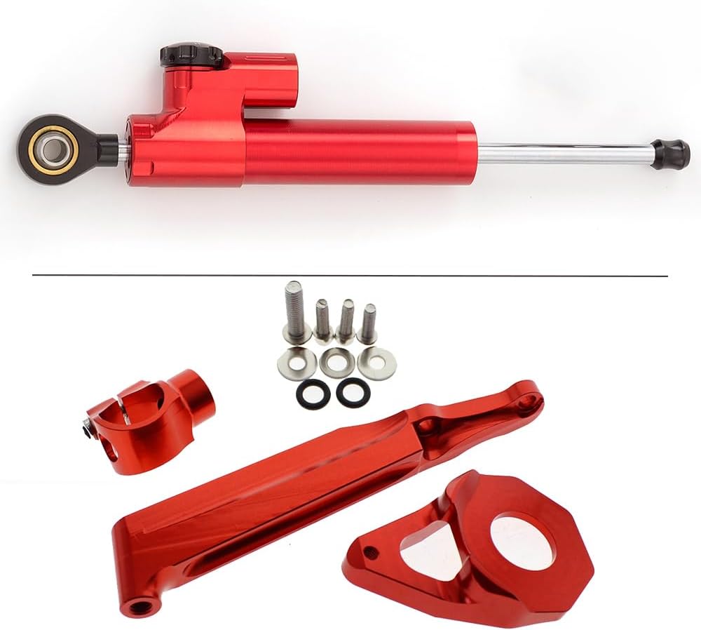 FXCNC Motorcycle CNC Steering Damper Stabilizer Buffer Control Bar with Mounting Bracket Kit Full Set Compatible with CBR600RR CBR 600RR 2005 2006