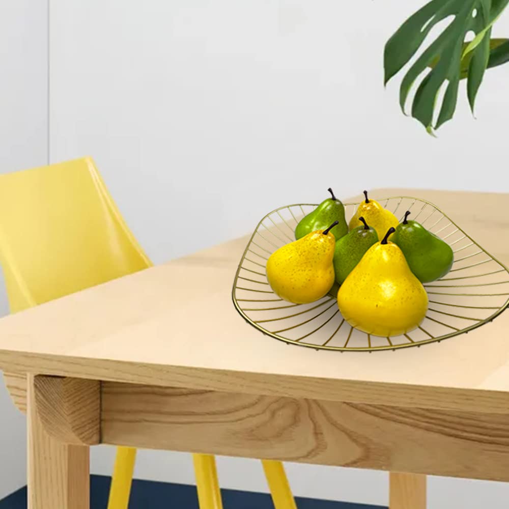 Laiiqi Set di 6 pere artificiali, pere finte realistiche pere gialle pere verdi artificiali, frutti finti finti per la decorazione domestica, feste, fotografia, puntelli