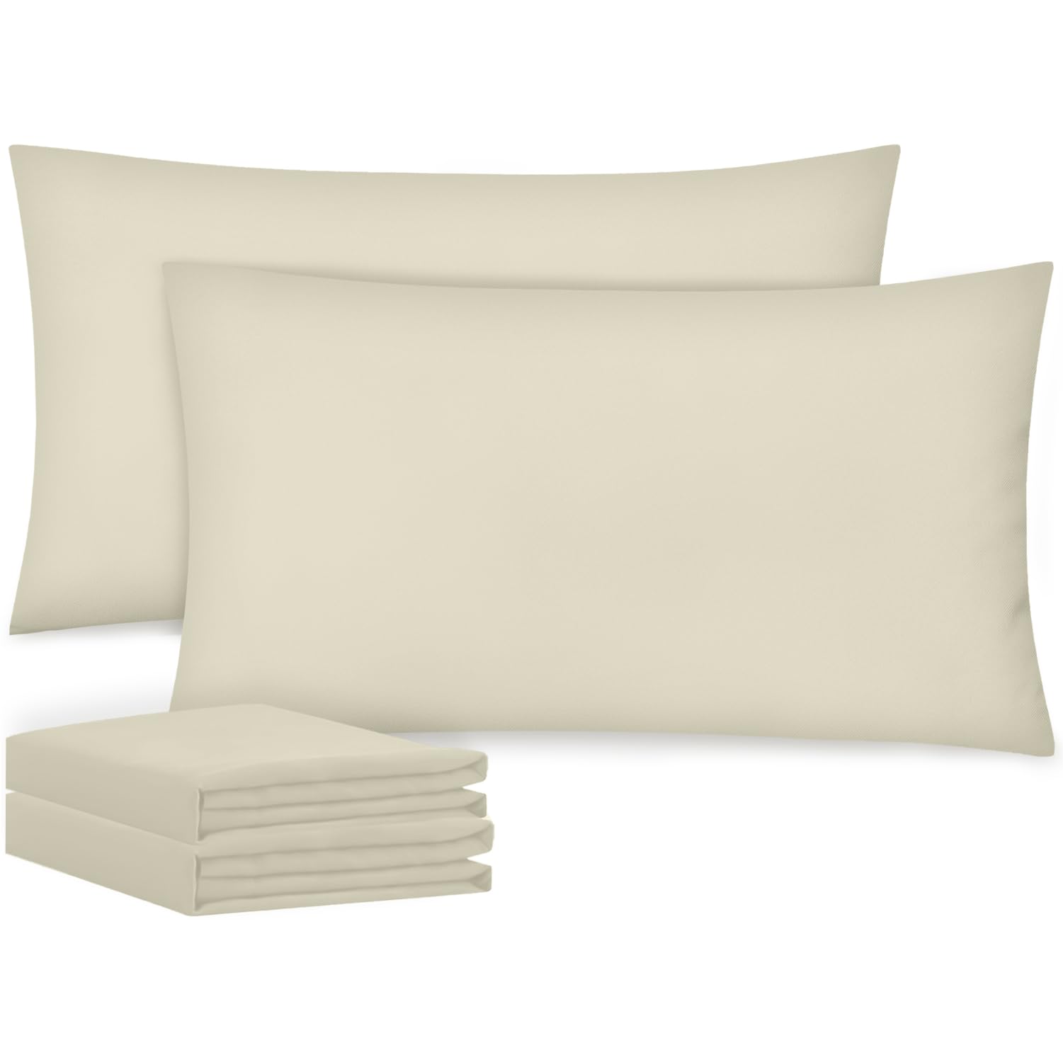 Acrali Home Pillow Cases 2 Pack - Standard Size 50x75 cm, 1800 Super Soft and Cozy Premium Microfiber Pillow Covers with Envelope Closure - Breathable, Wrinkle Free, Fade & Stain Resistant - Natural