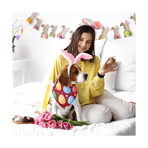 50 pieces easter dog bandanas bulk dog kerchief set bibs triangle dog scarf dog bandanas with easter egg rabbit carrot patterns for easter party pet costume accessories decoration - image 8