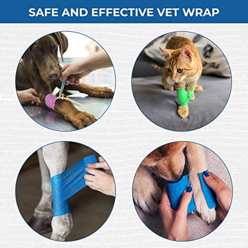 Image of Self Adhesive Bandage Wrap - Pack of 12 Assorted Colors, Breathable & Water-Resistant Vet Wrap for First Aid, Sports Injury, Body Sprains, & Pets (2 Inch Multicolor - 12 Pack)