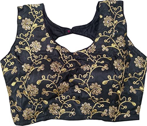Blouse Saree Designer Party Wear Readymade Blouse Saree Bollywood Designer Indian Style 38 Inch Padded Blouse for Saree Crop Top W- 1009 Black