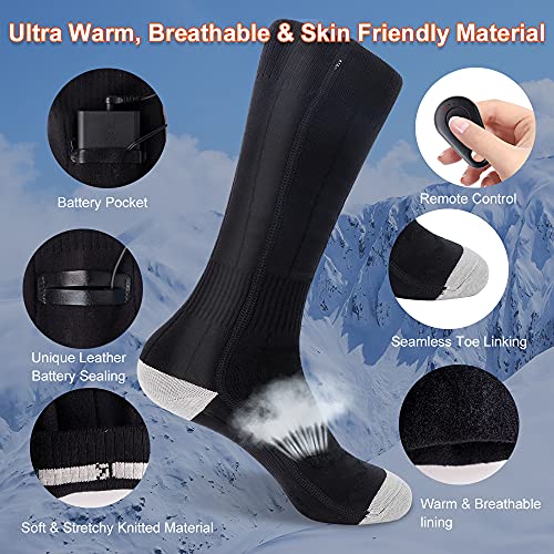 Remote Control Heated Socks For Men Women, Electric Heating Socks, Rechargeable 4000Mah Battery Powered Thermal Foot Warmers, Winter Warm Socks For Skiing Riding Camping Hiking Motorcycle Boot Heater #TOP4