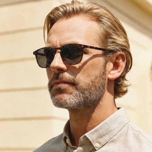 Image of CARFIA Cool Retro Acetate Polarized Sunglasses for Men UV Protection, Fashion Keyhole Driving Man Sunnies Square Male Eyewear