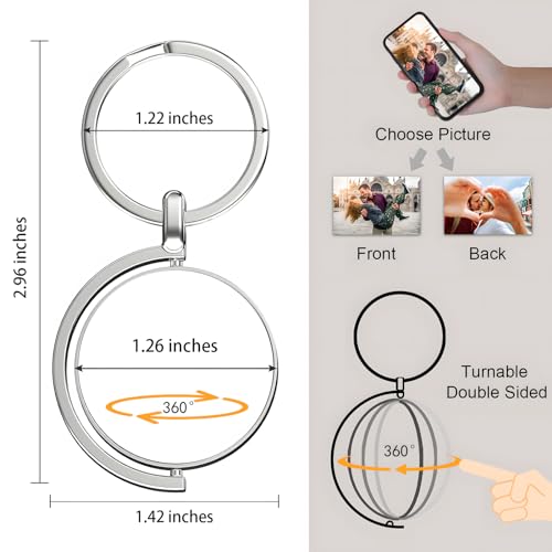 Generic Personalized Custom Keychain With Picture - Turnable Double Sided Colorful Photo Key Chains Memorial Gifts For Family Lover thumb #1