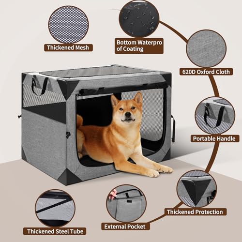 XVISHX casinha de cachorro, casinha de cachorro grande de 36x25x25 polegadas para cães grandes ou mé