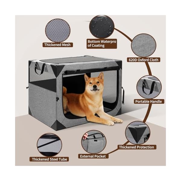 Dog-Crate36x25x25-Inch-Large-Dog-Crate-for-Large-or-Medium-Dogs-Portable-and-Foldable-Design-of-Dog-Cage-Perfect-for-Travel-or-Home-Use-Dog-Kennel-with-3-Door-and-Durable-Mesh-Windows-Grey Dog-Crate36x25x25-Inch-Large-Dog-Crate-for-Large-or-Medium-Dogs-Portable-and-Foldable-Design-of-Dog-Cage-Perfect-for-Travel-or-Home-Use-Dog-Kennel-with-3-Door-and-Durable-Mesh-Windows-Grey