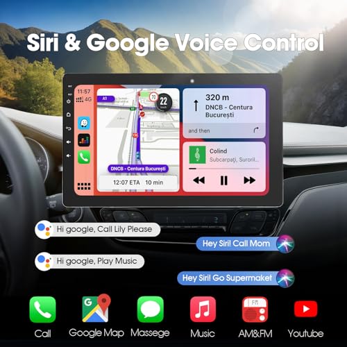 Image of Haudio 10.1 inch Single Din Car Stereo, Rotatable Touch Screen Radio with Wireless Apple CarPlay & Android Auto, Backup Camera, Mirror Link, SWC, GPS, Voice Control, Bluetooth, WiFi