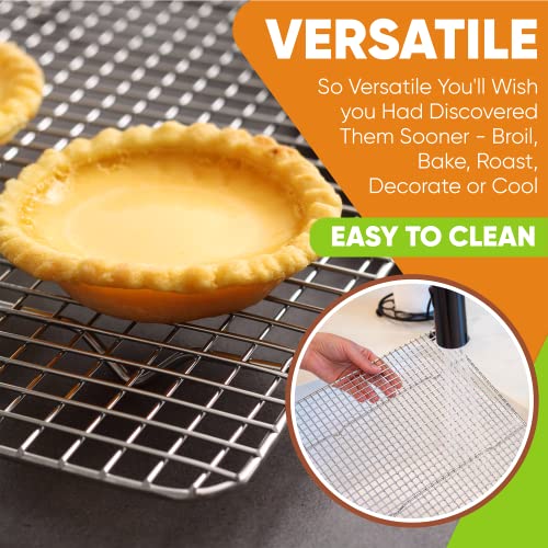 Image of Spring Chef 8.5 inch x 12 inch Stainless Steel Cooling Racks, Wire Rack for Baking Sheet - Fits Small Quarter Sheet Pan - Perfect for Cooking, Baking, Grilling, Smoking - Dishwasher Safe - Set of 2