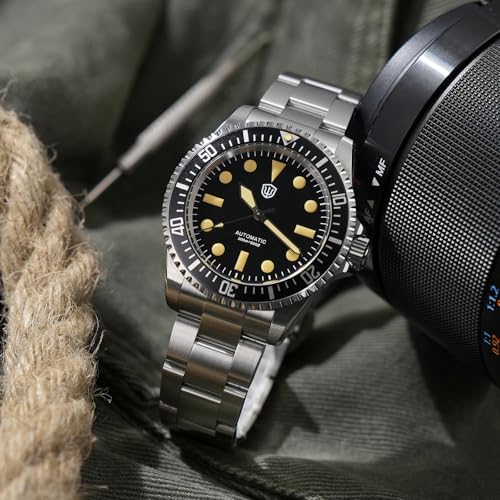 Image of watchdives WD5513 Vintage Sub Dive Watch, PT5000 Automatic Watches 38mm Sapphire Crystal Wristwatch 200m Waterproof Watch