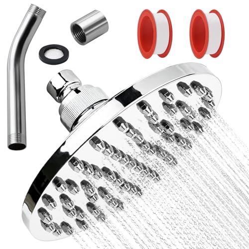 cersaty Duschkopf Regendusche Set, 360° Einstellbar Regendusche Duschkopf ABS Duschkopf mit 2 Stk Gewindedichtband für Hotel,Zuhause,Badezimmer(15×9cm)