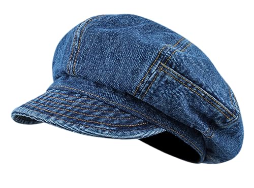 Bidadary Denim Newsboy Beret Hat for Women Cabbie Flat Cap French Newsboy Hat for Traveling