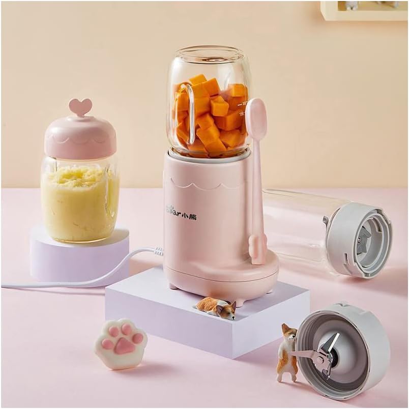 300ML Baby Blender Borosilicate Glass Food Supplement Baby Food Blender 220V Electric 3 Types Knife Grinder With 3 Cups Container Pink